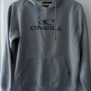 O’NEILL LIKE NEW! MEN’S LOGO HOODIE IN HEATHERED GRAY SIZE SMALL